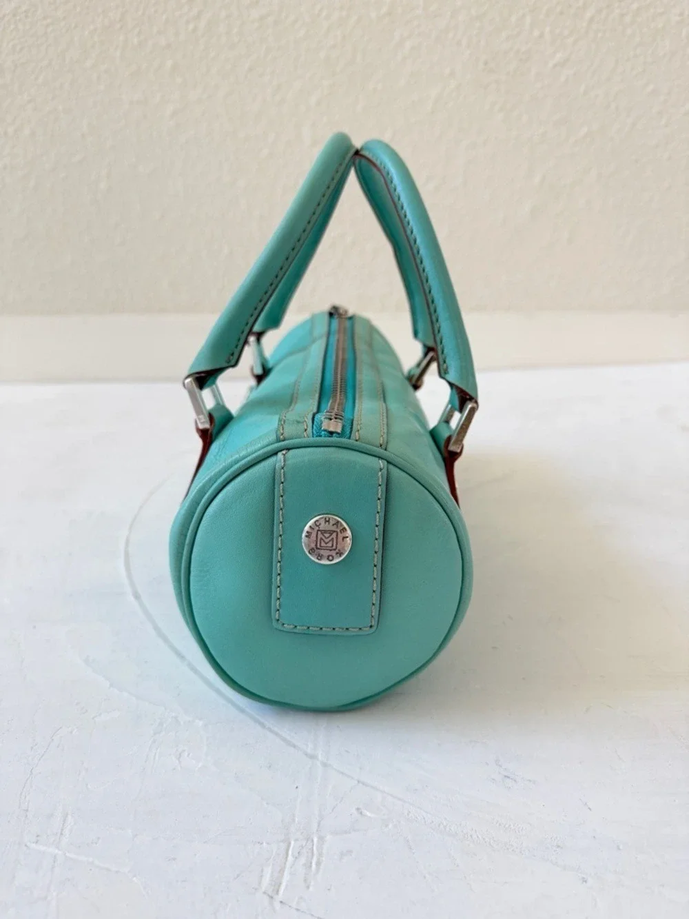 Vintage Michael Kors Barrel Bag 2000s Y2K Mint Green Teal